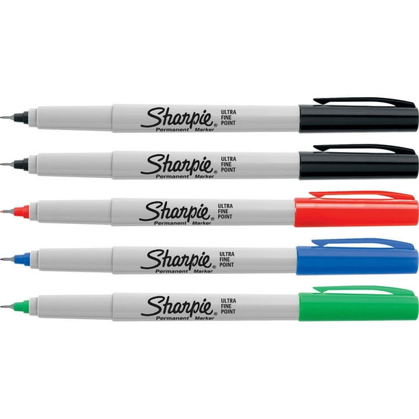 Ensemble de variétés de marqueurs permanents Sharpie, comprenant des  marqueurs fins, ultra-fins et à pointe biseautée, noir, 6 unités Sharpie 