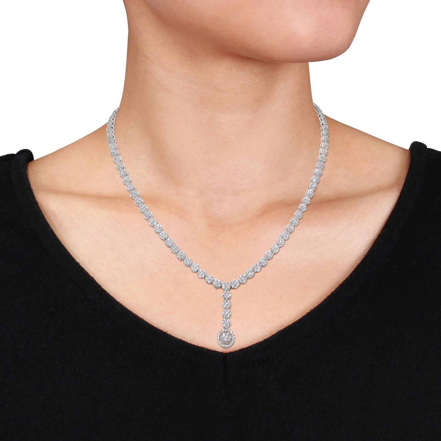 Collier Lasso Miabella avec 9-5/8 CT PBT de zircone cubique en argent sterling