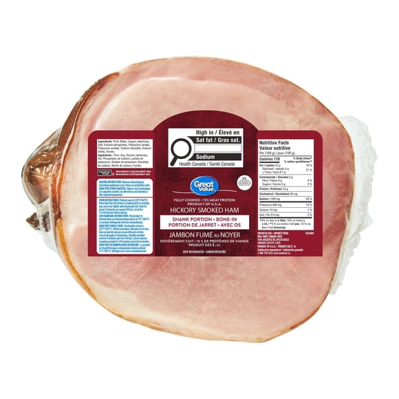 Great Value Hickory Smoked Ham Portion, Bone-In, 1 portion, 3.00 - 5.00 KG
