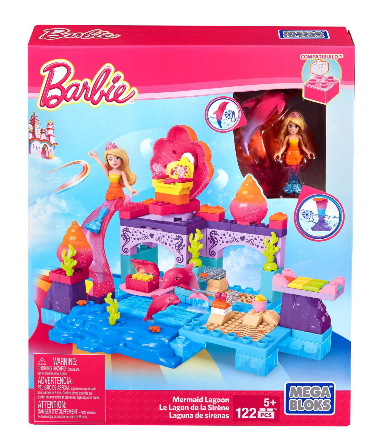 Mega Construx Barbie Mermaid Lagoon Playset Walmart