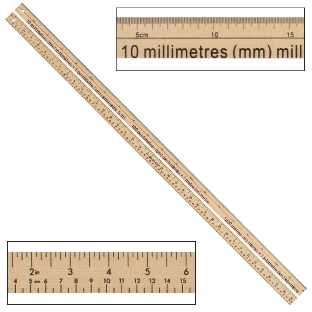 Meter & Inches Stick, Wood