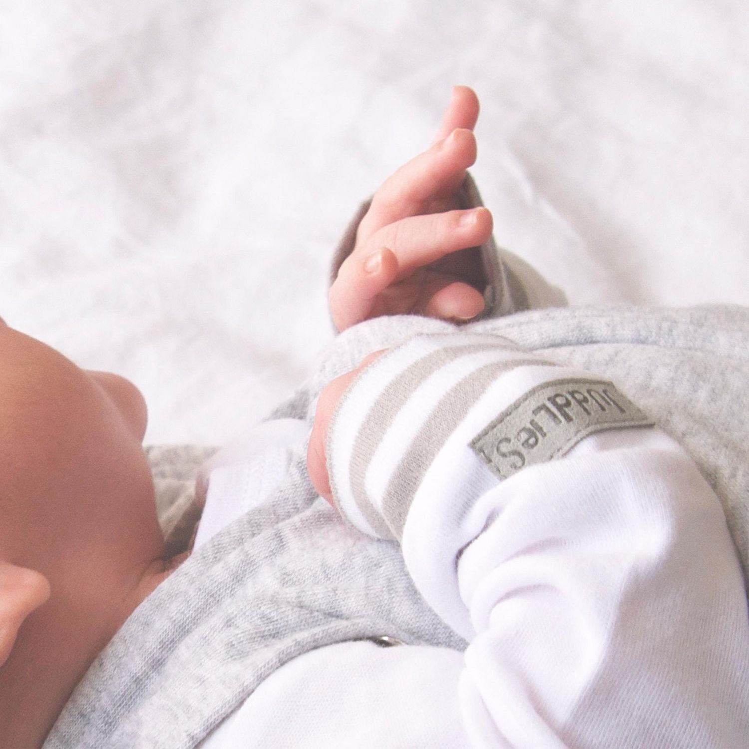 Juddlies Essentials Collection Baby Organic Cotton Sleeper 2-Way Zipper White/Grey