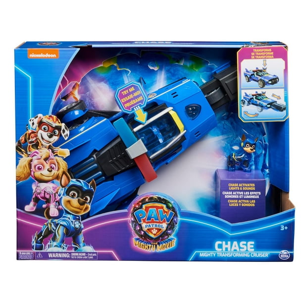 PAW Patrol : La Super Patrouille le film, Mighty Transforming Cruiser de  Chase avec figurine articulée Super Patrouille, effets sonores et lumineux,  jouets pour garçons et filles à partir de 3 ans 