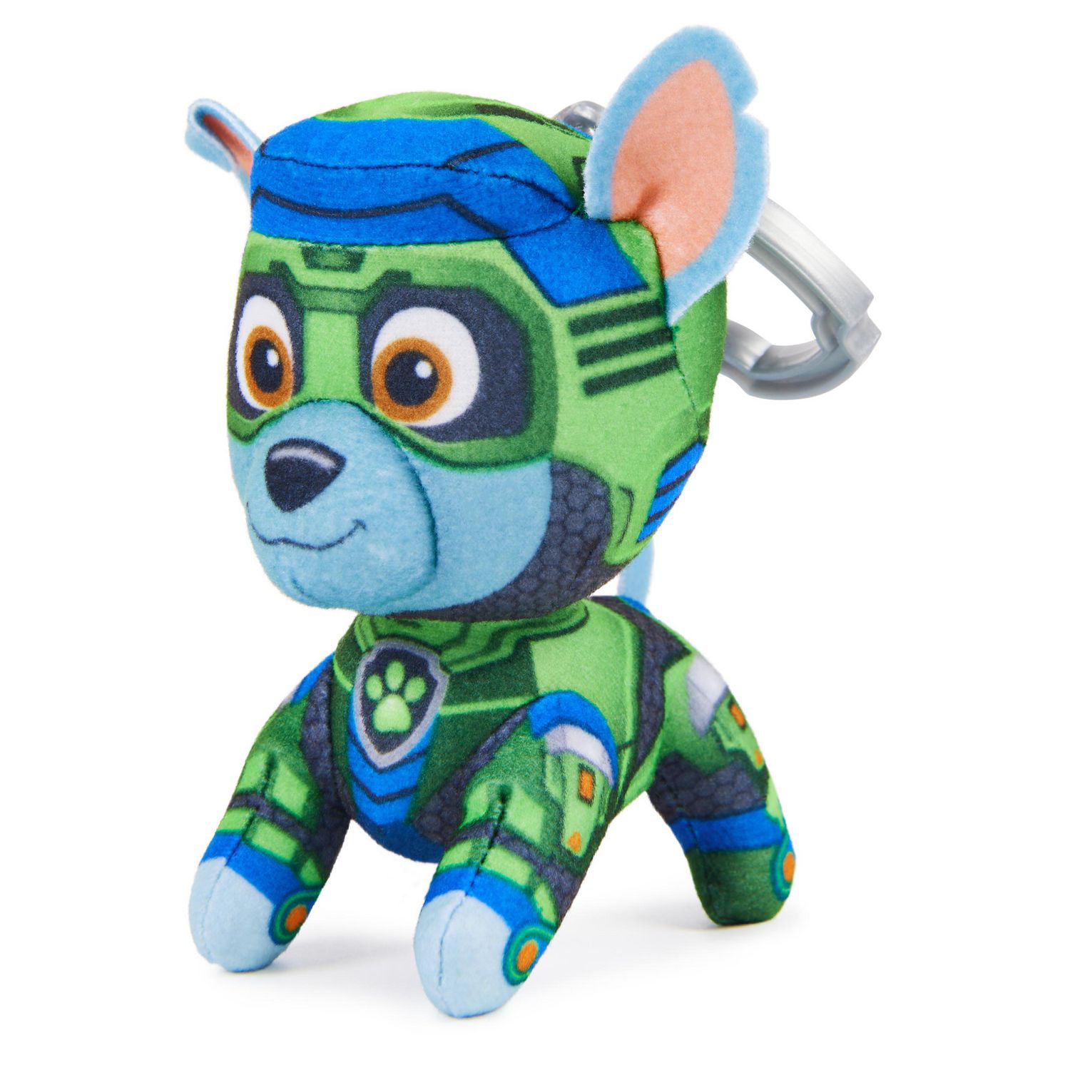 PAW Patrol: The Mighty Movie, 4-Inch Tall Mighty Pups Rocky Plush Toy,  Miniature Stuffed Animals with Keychain Clip, Kids Toys for Boys and Girls  3+