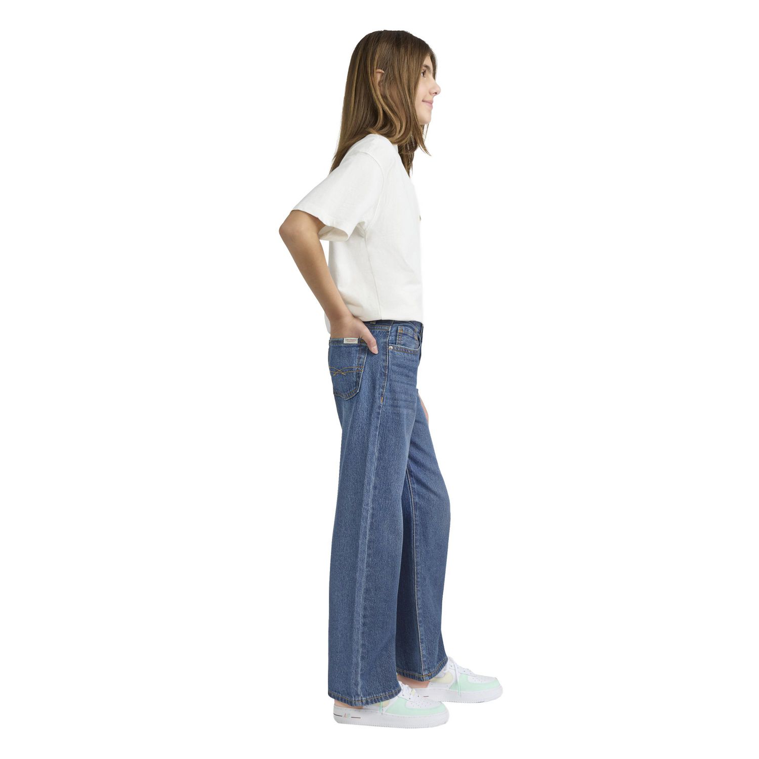 Levi Strauss Signature Girls' Mid-Rise Wide Leg Jeans