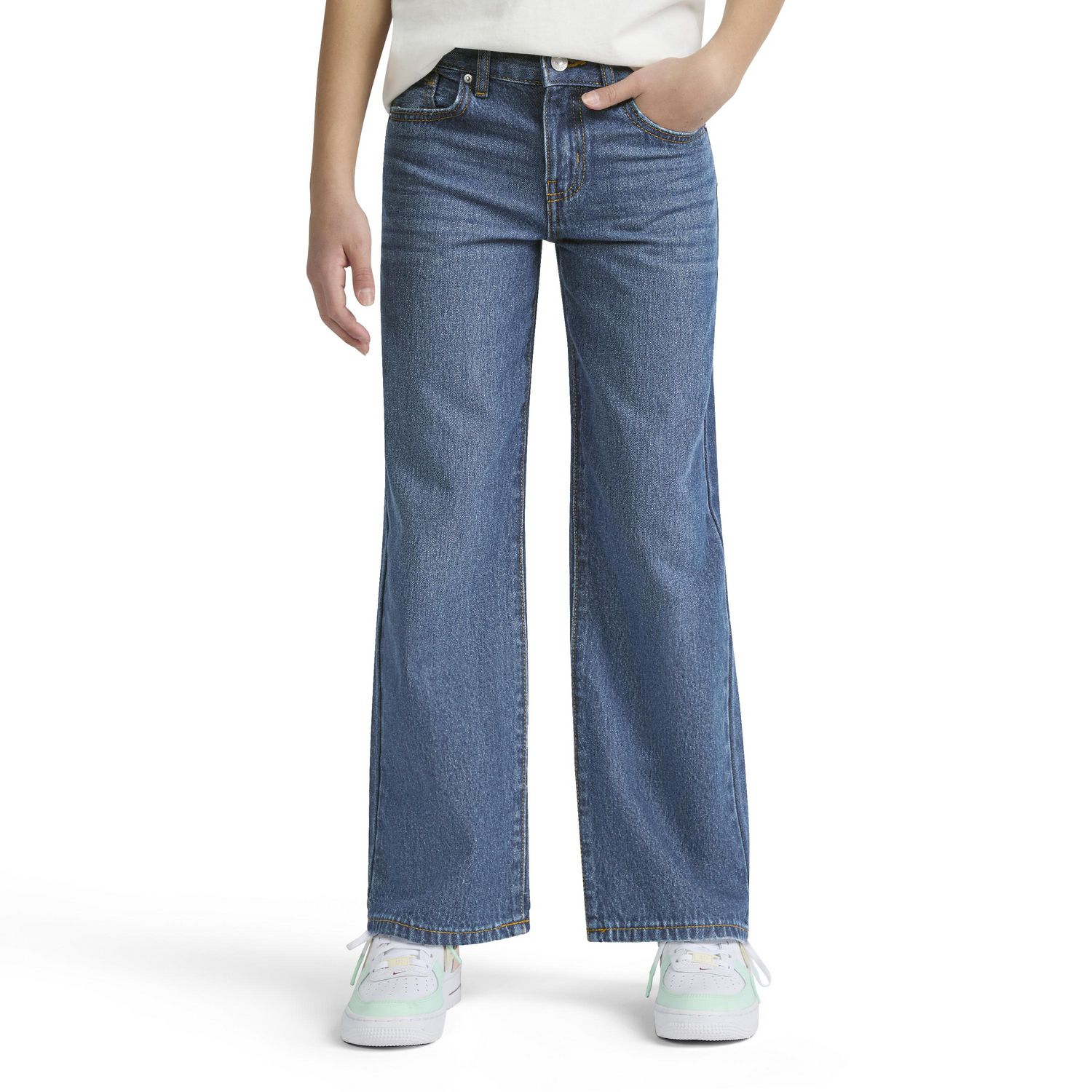 Levi Strauss Signature Girls' Mid-Rise Wide Leg Jeans