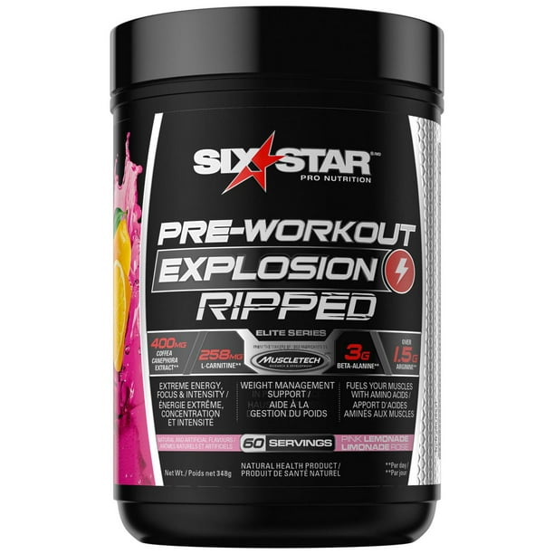 Six Star Preworkout Explosion Ripped Energy Powder, Preworkout Powder