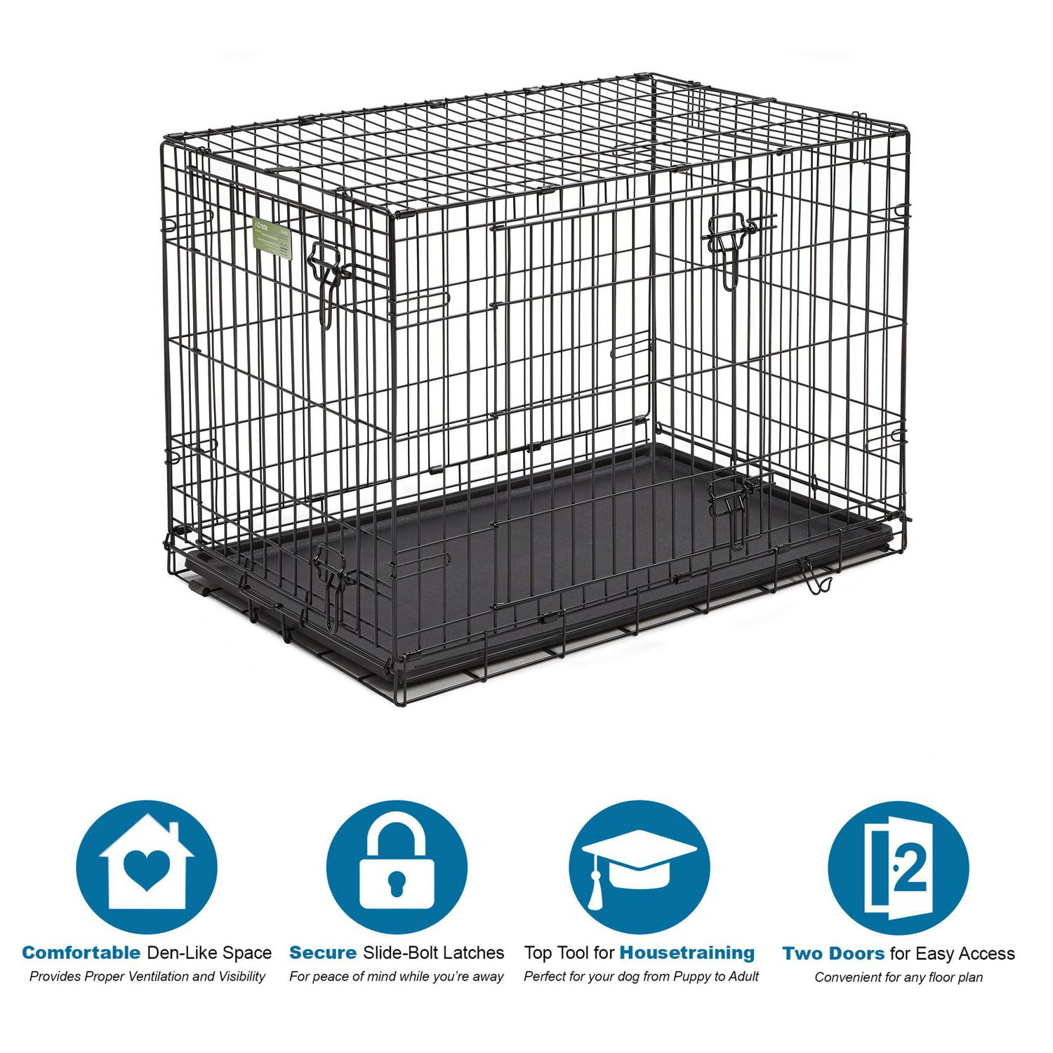 MidWest iCrate Medium 36 Double-Door Folding Dog Crate, 36, 2