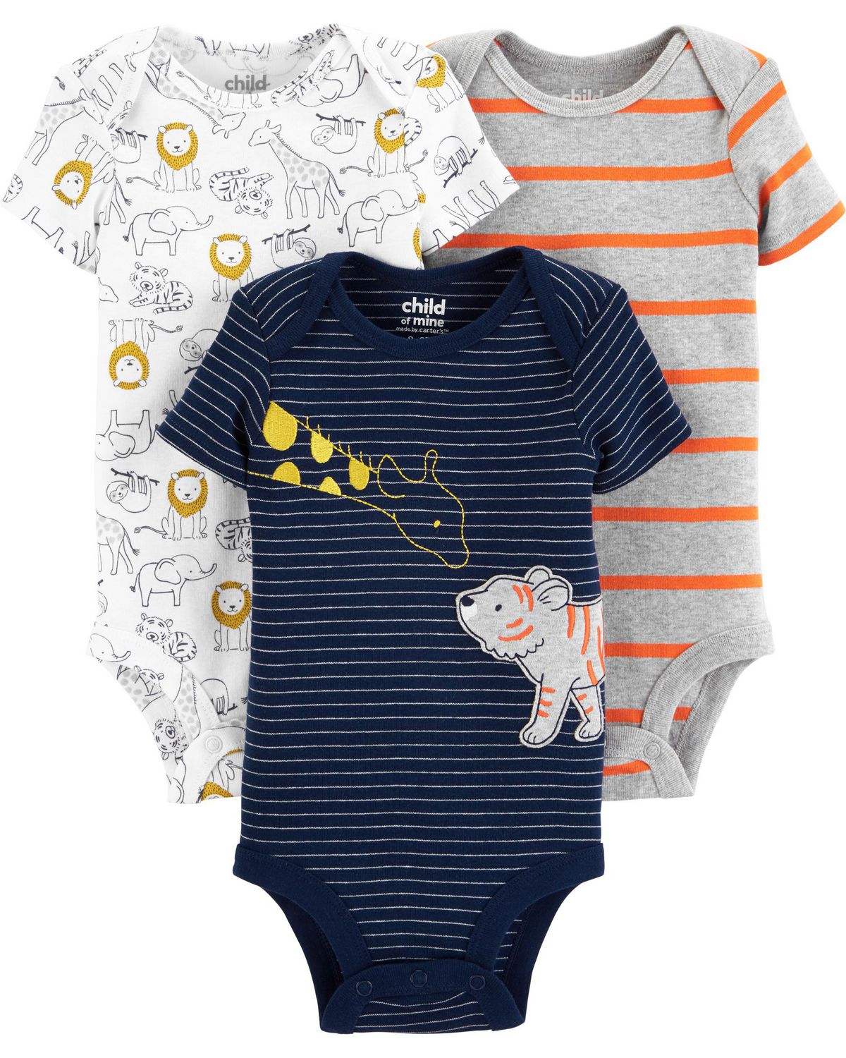 Child of Mine made by Carter's 3Pack Newborn Boys Bodysuits - Safari ...