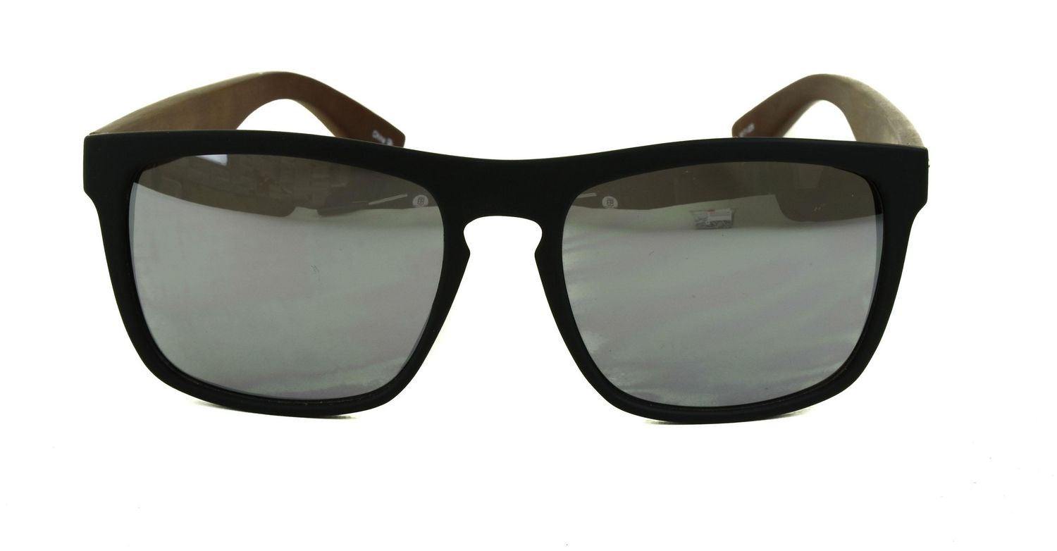 Lunettes de soleil carr es noires avec bois fonc pour hommes