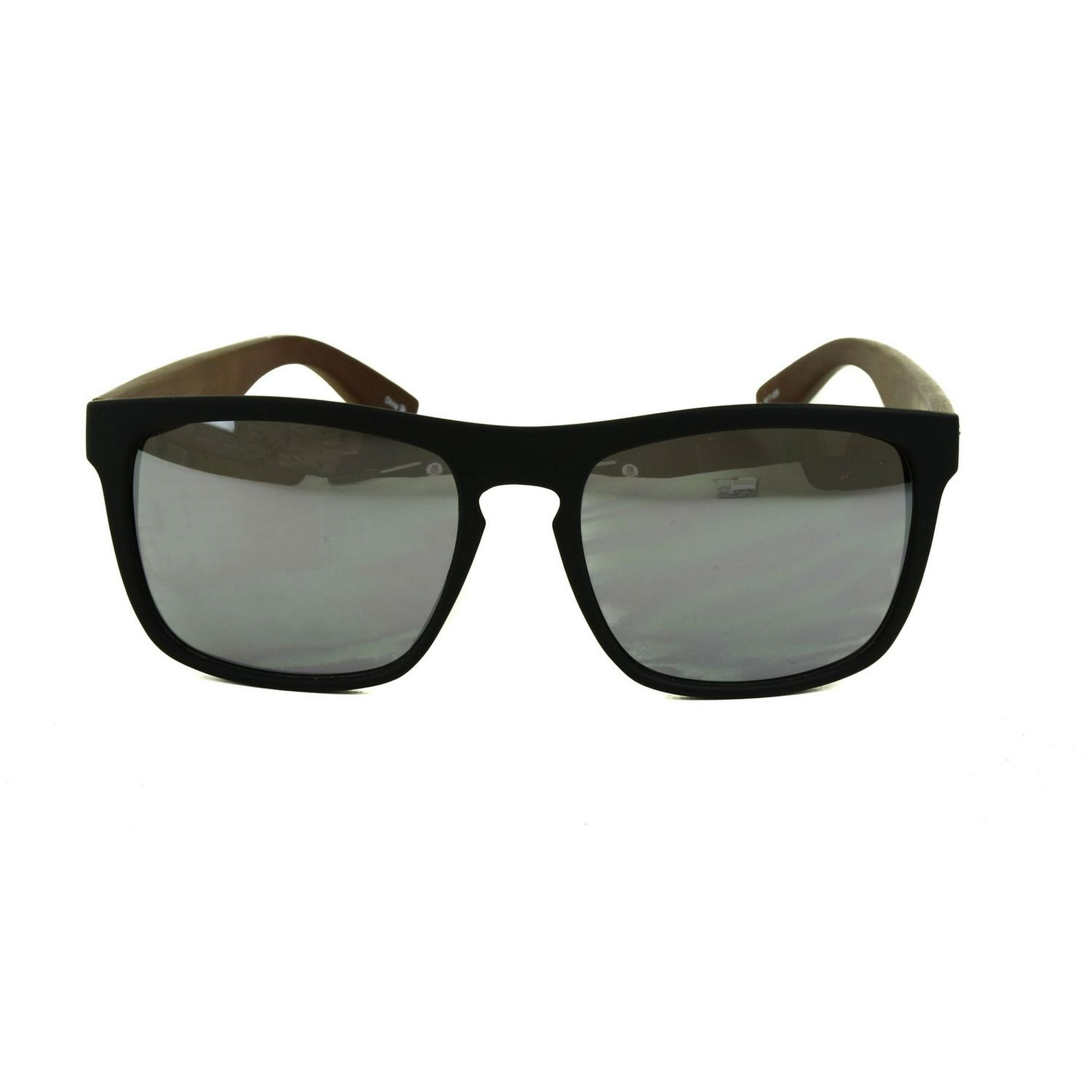 George Mens Black with Dark Wood Square Sunglasses 