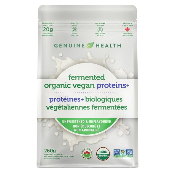 Genuine Health Fermented Organic Vegan Proteins unflavoured unsweetened, stevia free, 10 servings