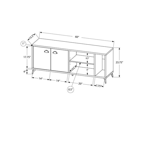 Monarch Specialties I 2725 Meuble Tv, 60 Pouces, Console, Centre De Di