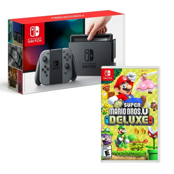 Nintendo Switch Grey Console with New Super Mario Bros. U Deluxe Bundle