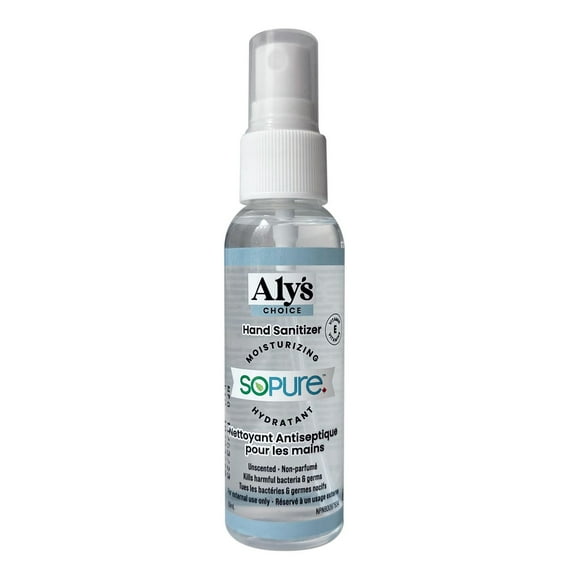 Aly’s Choice Sopure Hand<br> Sanitizer with Moisturizers, 59ml, Spray Mini Travel
