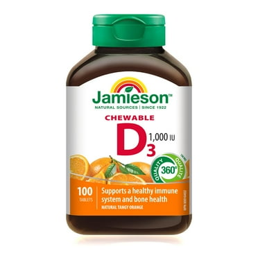 Jamieson Chewable Vitamin D3 1,000 IU Natural Tangy Orange Flavour