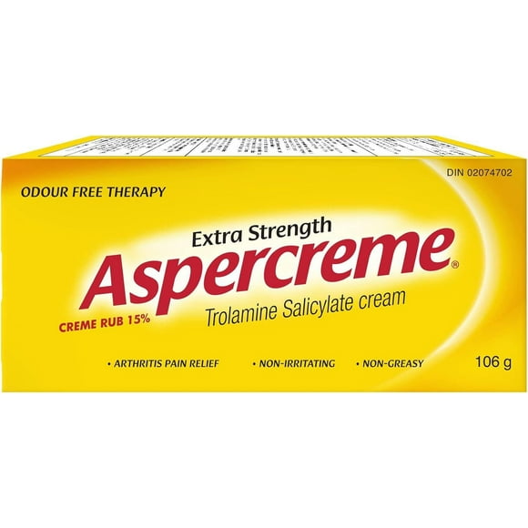 Aspercreme Extra Strength Arthritis Relieving Cream, 106 g, Temporarily Relieves Aches & Pains Due to Backache/Lumbago, Muscle Strain/Sprains, Bruises & Arthritis or Rheumatism, 106 g
