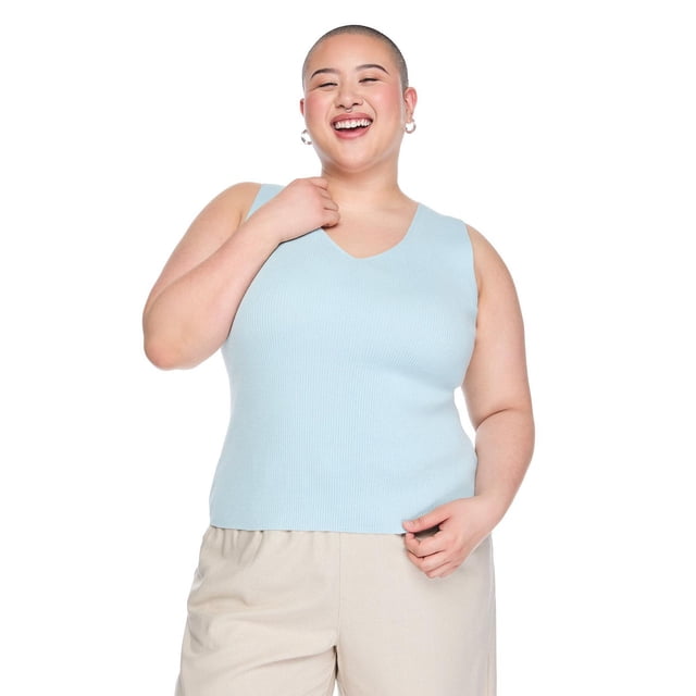 Lane Bryant Women's Plus V-Neck Sweater Tank Top