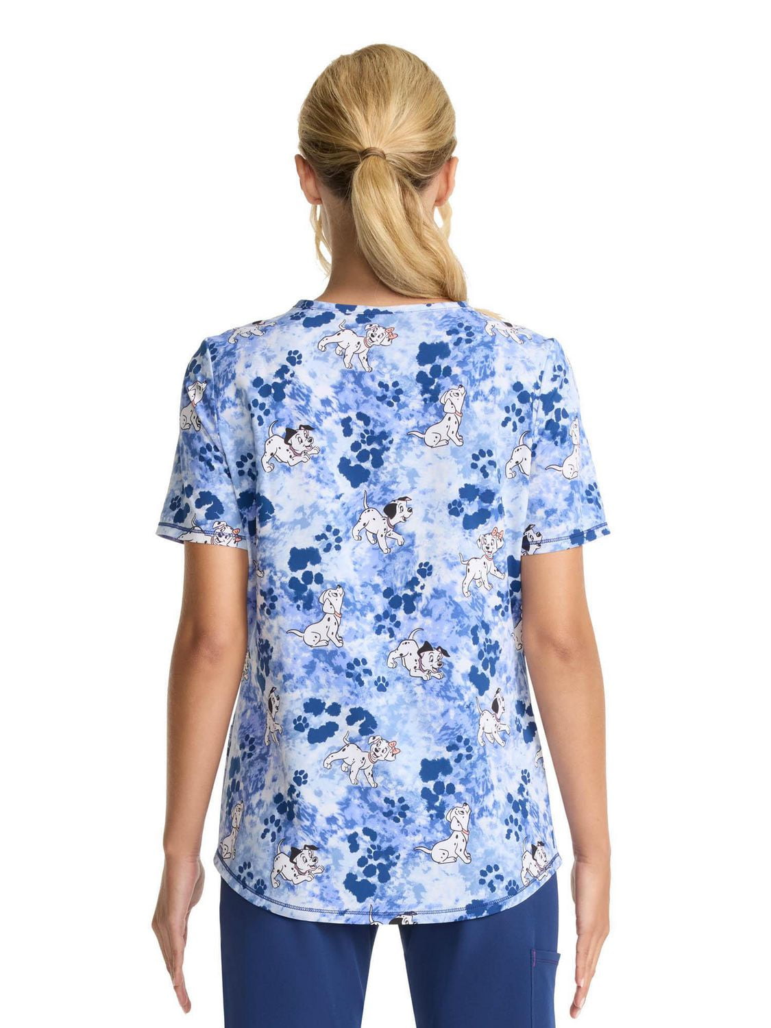 Scrubstar Women's Tie Dye Dogs V-Neck Print Scrub Top
