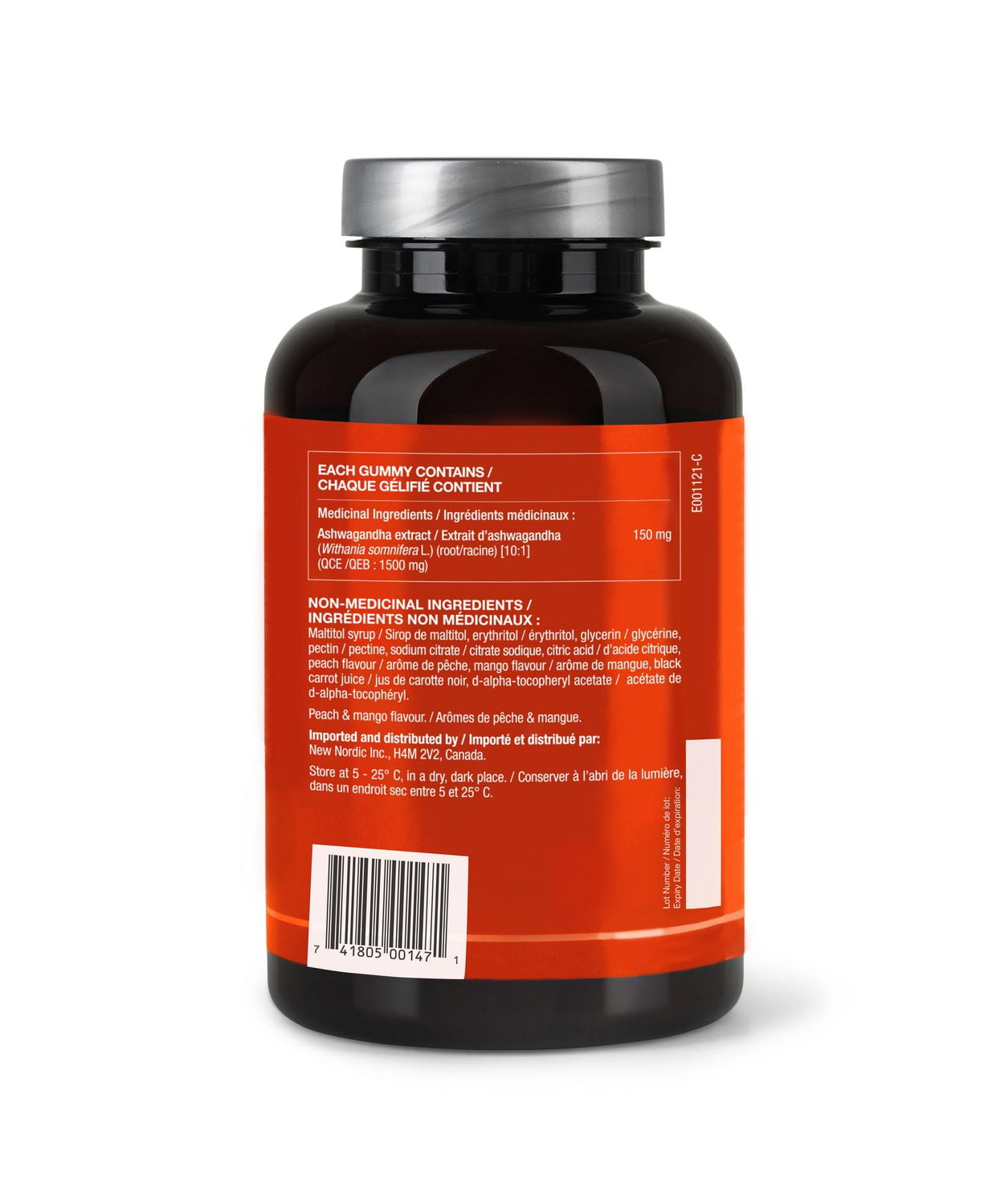 New Nordic, Ashwagandha™ Gummies, 60 count, Peach/Mango Flavour, Stress and Anxiety Gummy Supplement