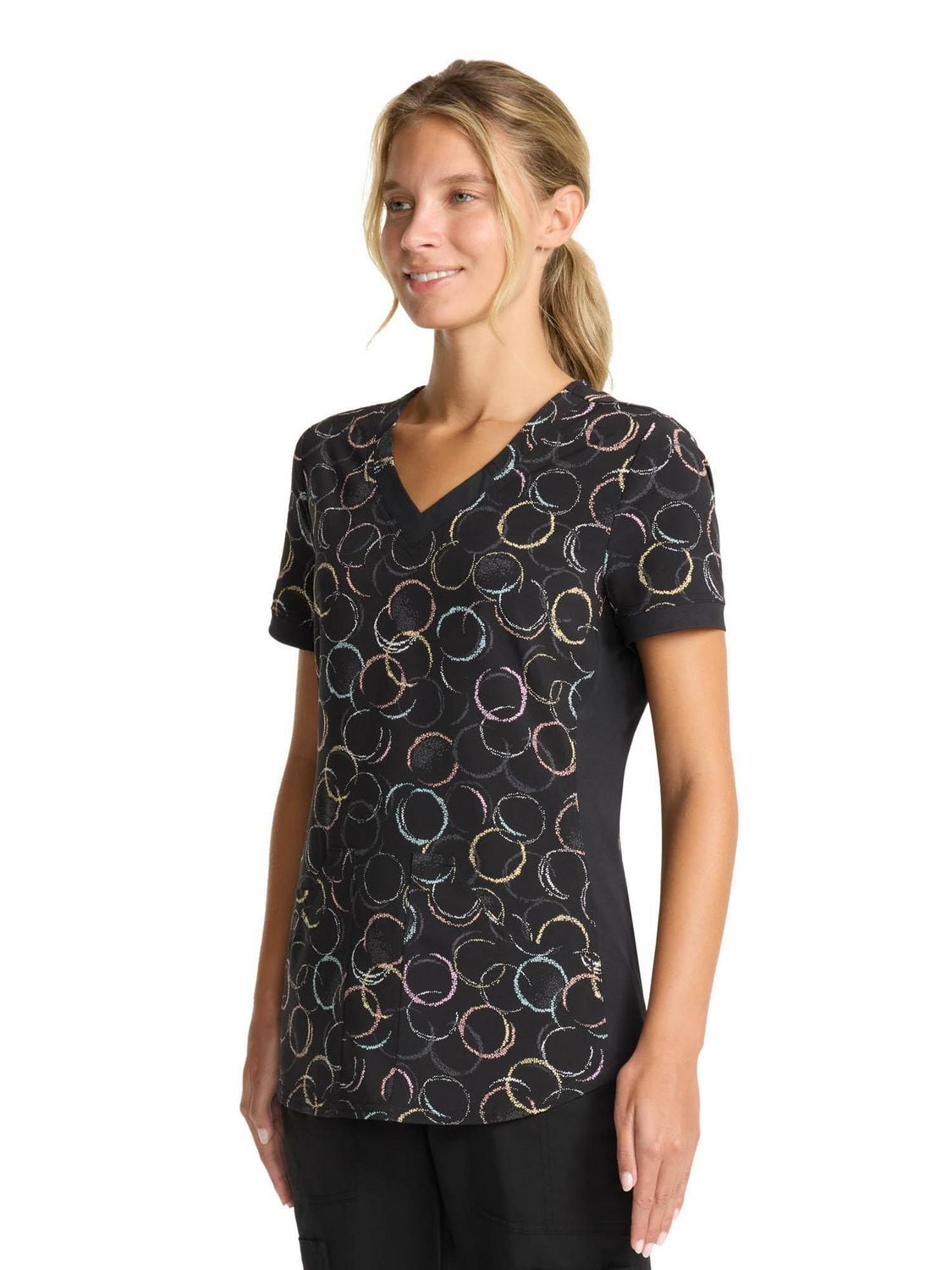 Scrubstar Haut imprimé à col en V pour femmes Geo