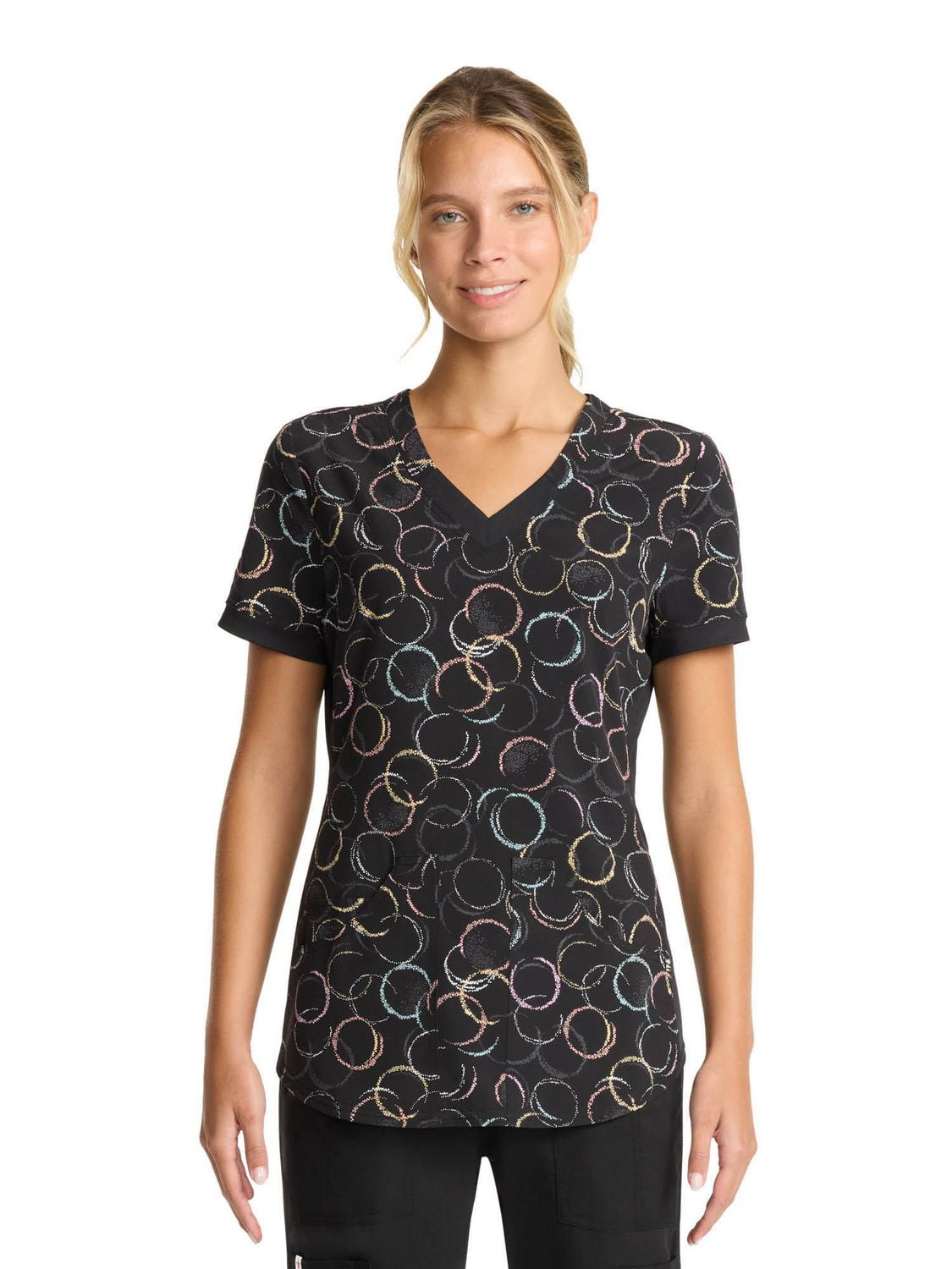 Scrubstar Haut imprimé à col en V pour femmes Geo