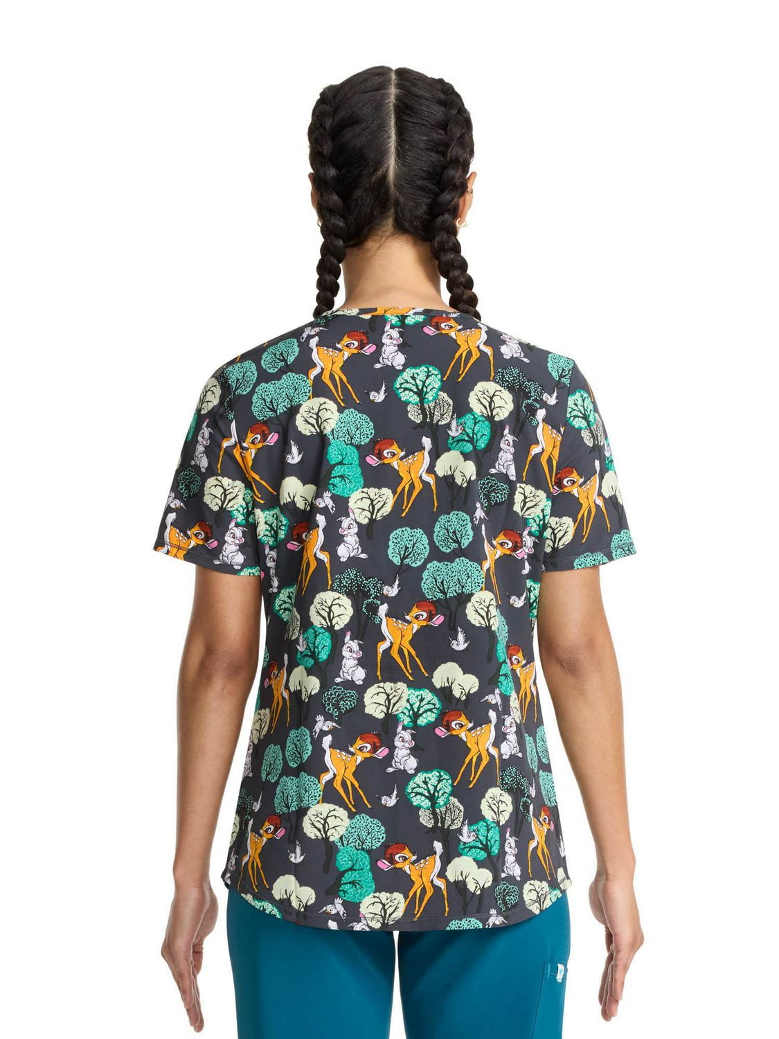 Scrubstar Women's Disney Forest Royalty V-Neck Print Scrub Top