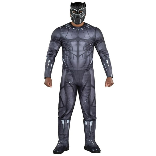 MARVEL Adult Black Panther Costume - Padded Jumpsuit and 3D Plastic ...