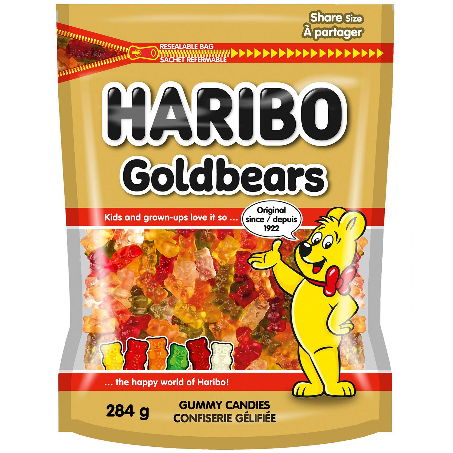 Haribo Goldbears Gummy Candy, Resealable Bag, No Artificial Colours ...