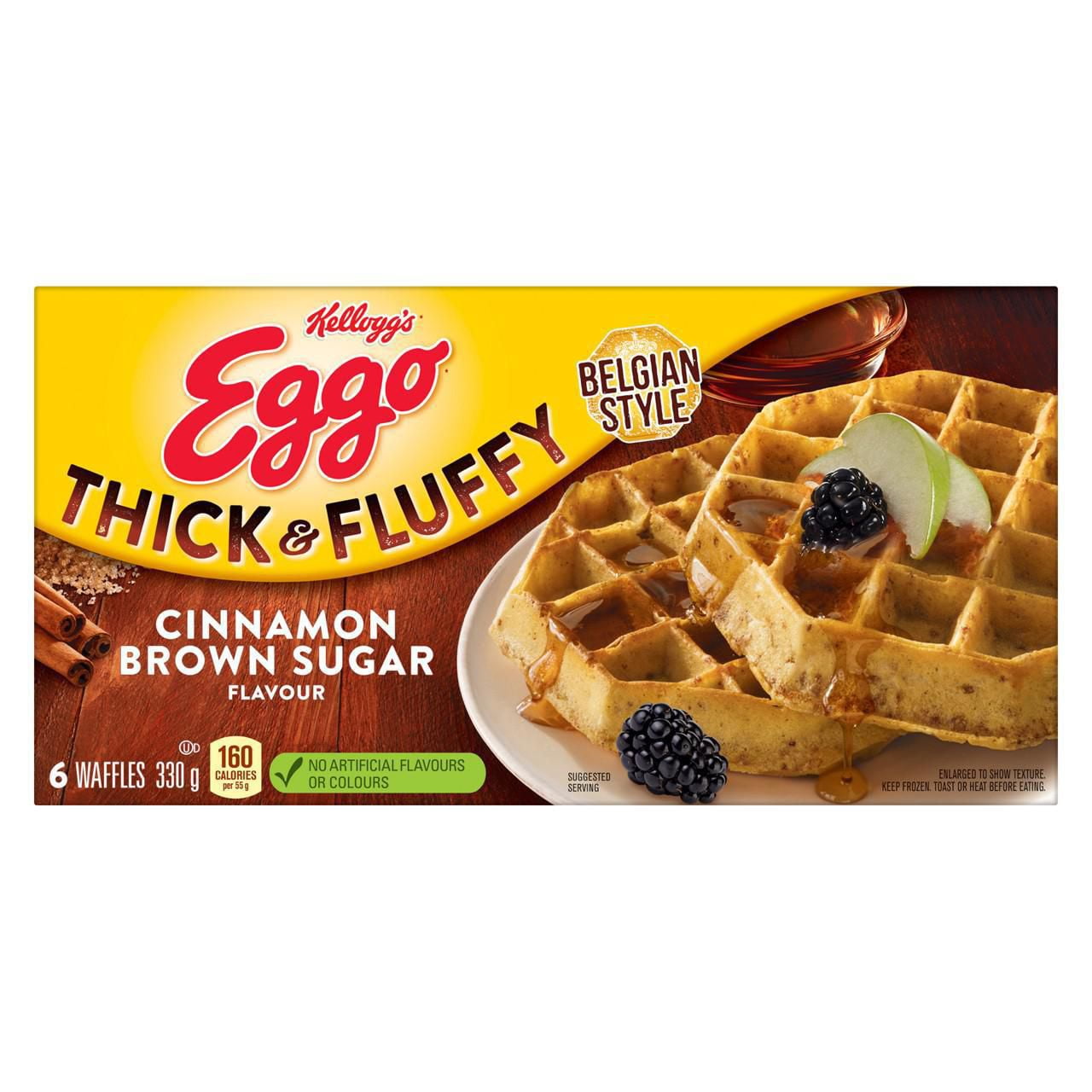 EGGO Thick & Fluffy Cinnamon Brown Sugar Flavour Belgian Waffles, 330g