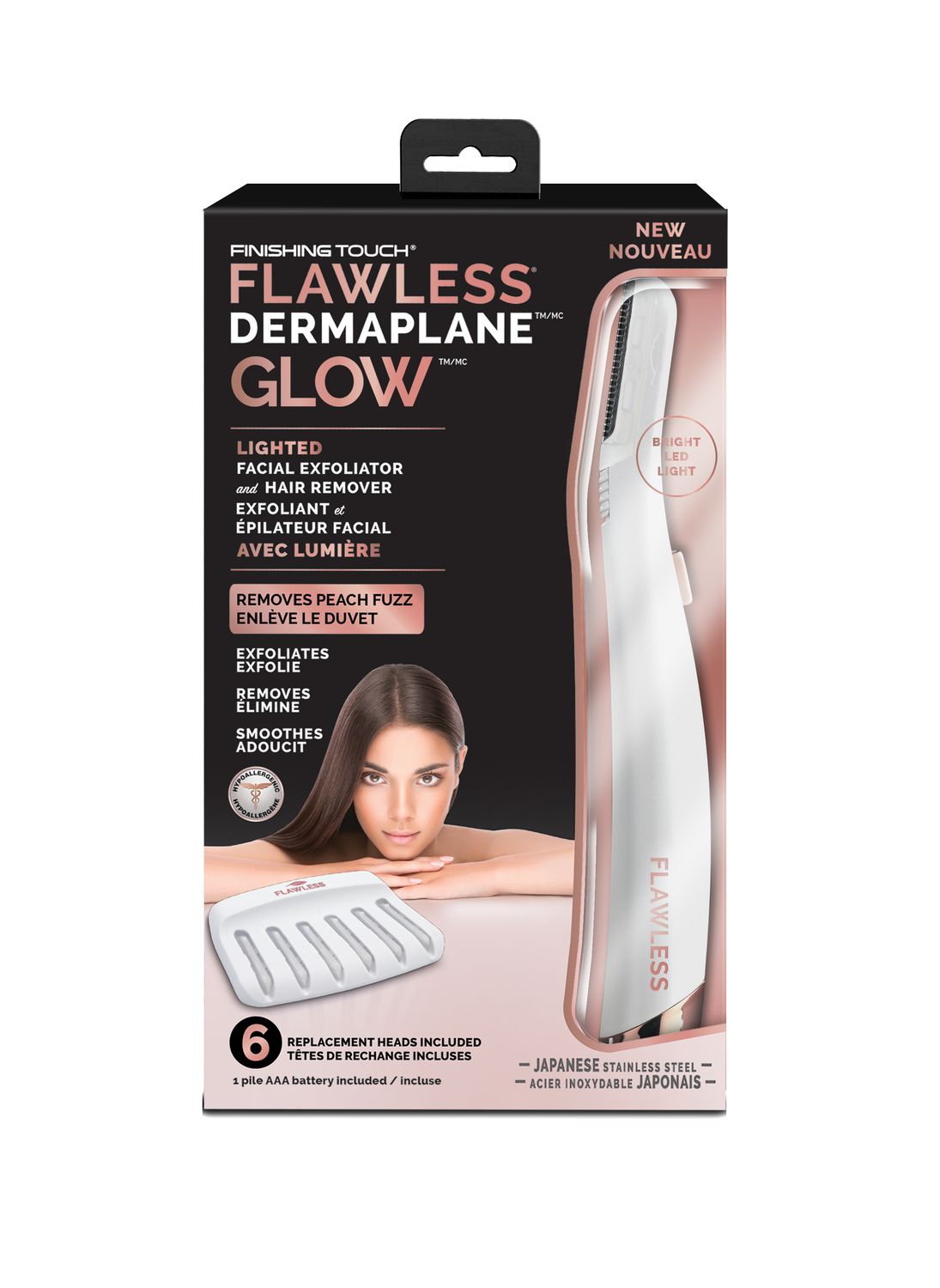Finishing Touch Flawless Dermaplane Glow Facial Exfoliator & Hair Remover |  Walmart Canada