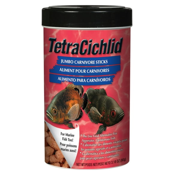 Tetra Cichlid Jumbo Carnivore Sticks Fish Food, 3.18 oz (90 g)