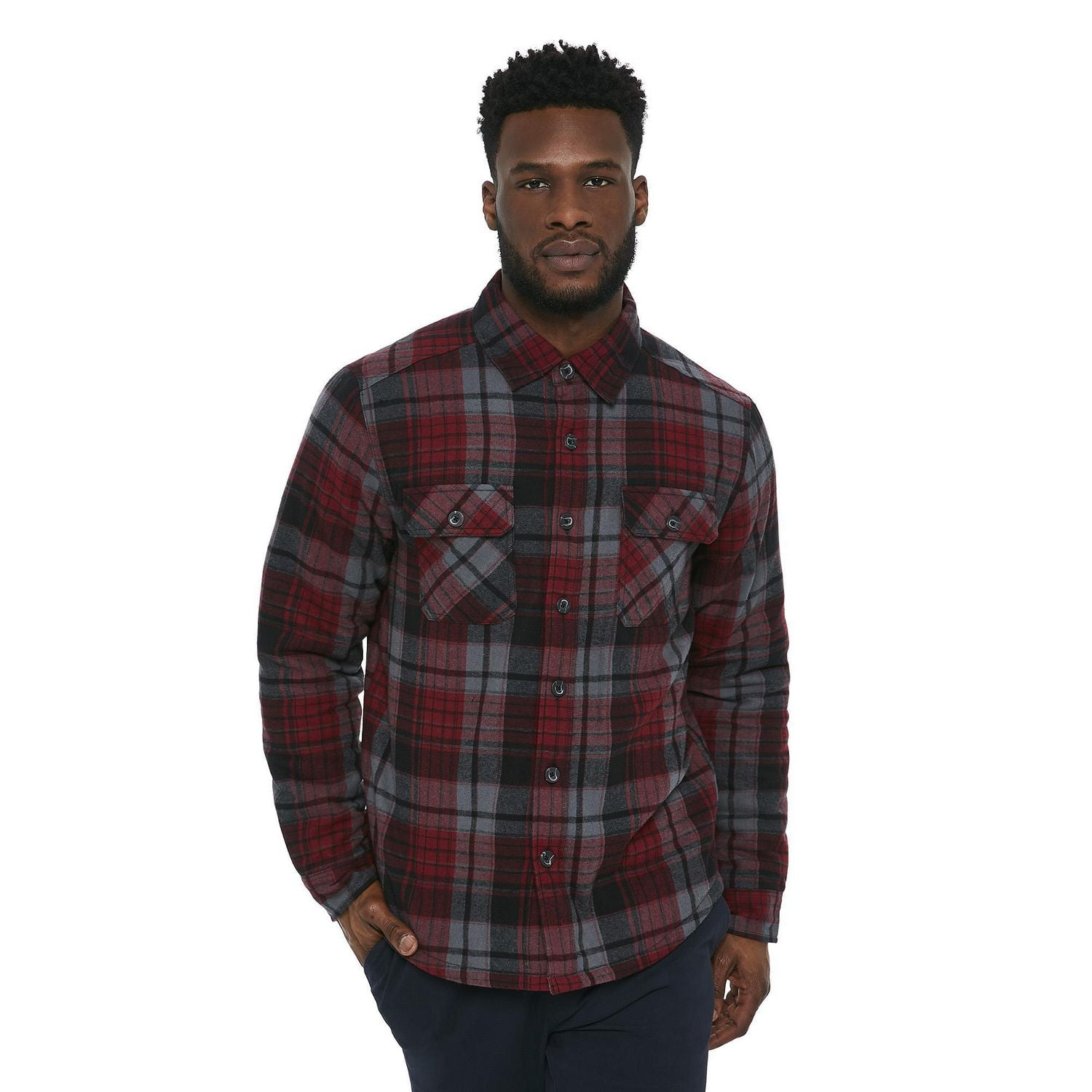 George Men's Sherpa Lined Flannel Shirt Jacket