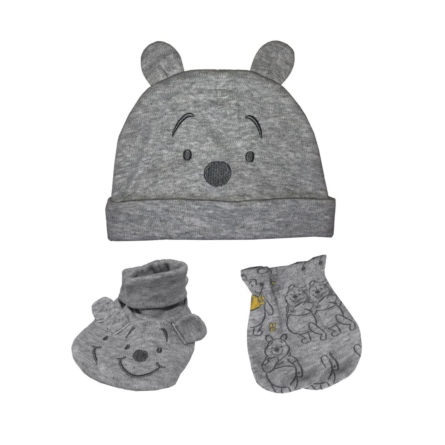 Winnie The Pooh Organic Cotton Cap, Mittens, and Booties, 5-Piece Set ...