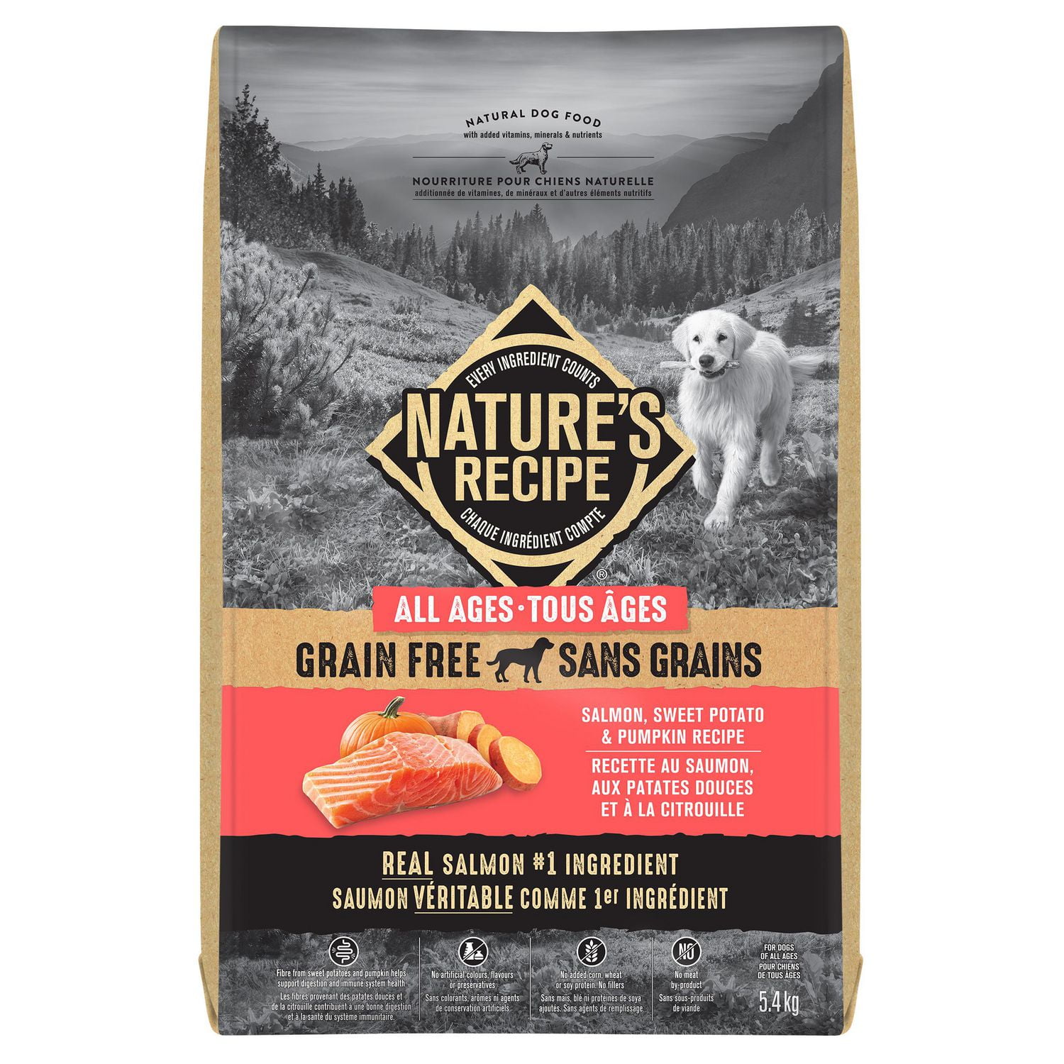 Nature s Recipe Grain Free Adult Dry Dog Food Salmon Sweet Potato Pumpkin Recipe 1.8kg 5.4kg Walmart