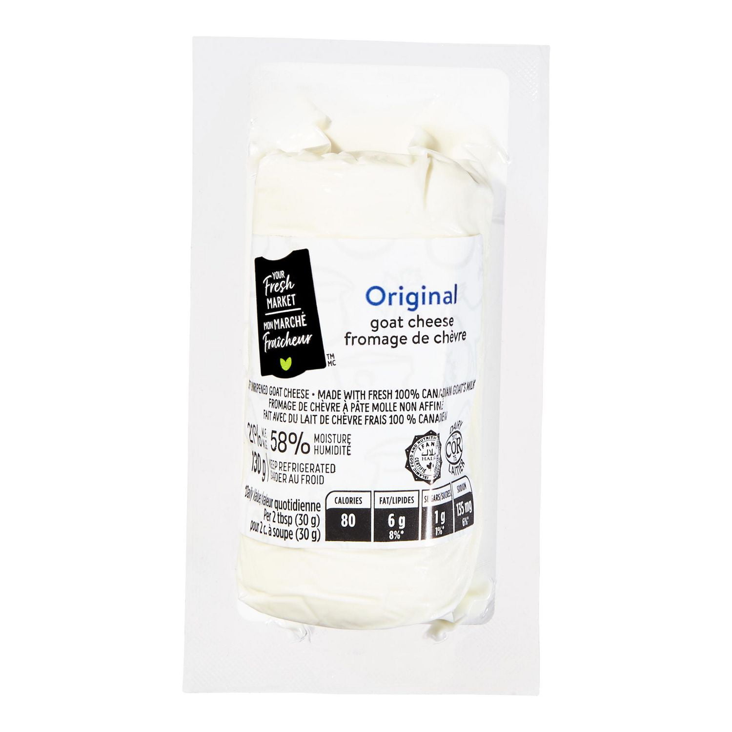 Fromage de chèvre original Mon marché fraîcheur 130g