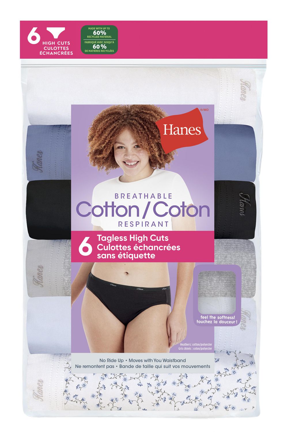 Culotte échancrée en coton de Hanes pour femmes - paq. 6