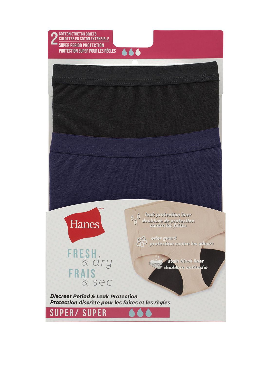 Hanes Women's P2 Fresh & Dry Super Leaks Briefs