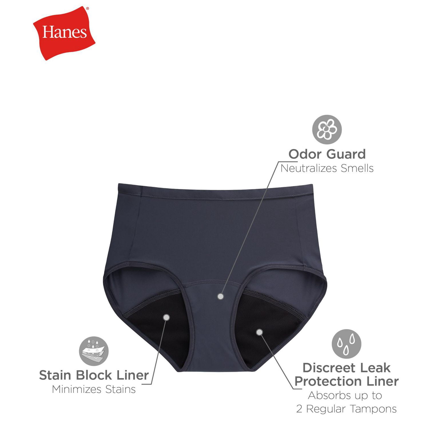 Paquet de 2 culottes Hanes Frais et sec Super avec protection discrete pour les fuites regles