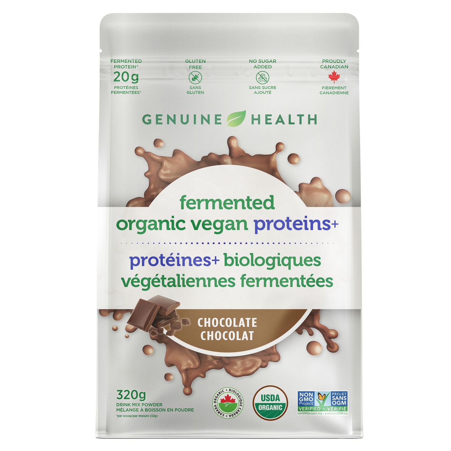 Genuine Health Fermented Organic Vegan Proteins Chocolate, 10 servings