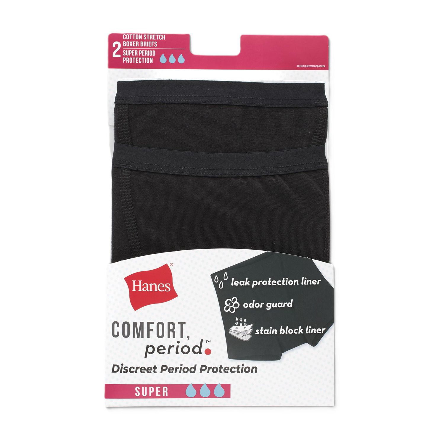 Hanes Comfort, Period. Super Leak Protection Boyshort, 1-Pack