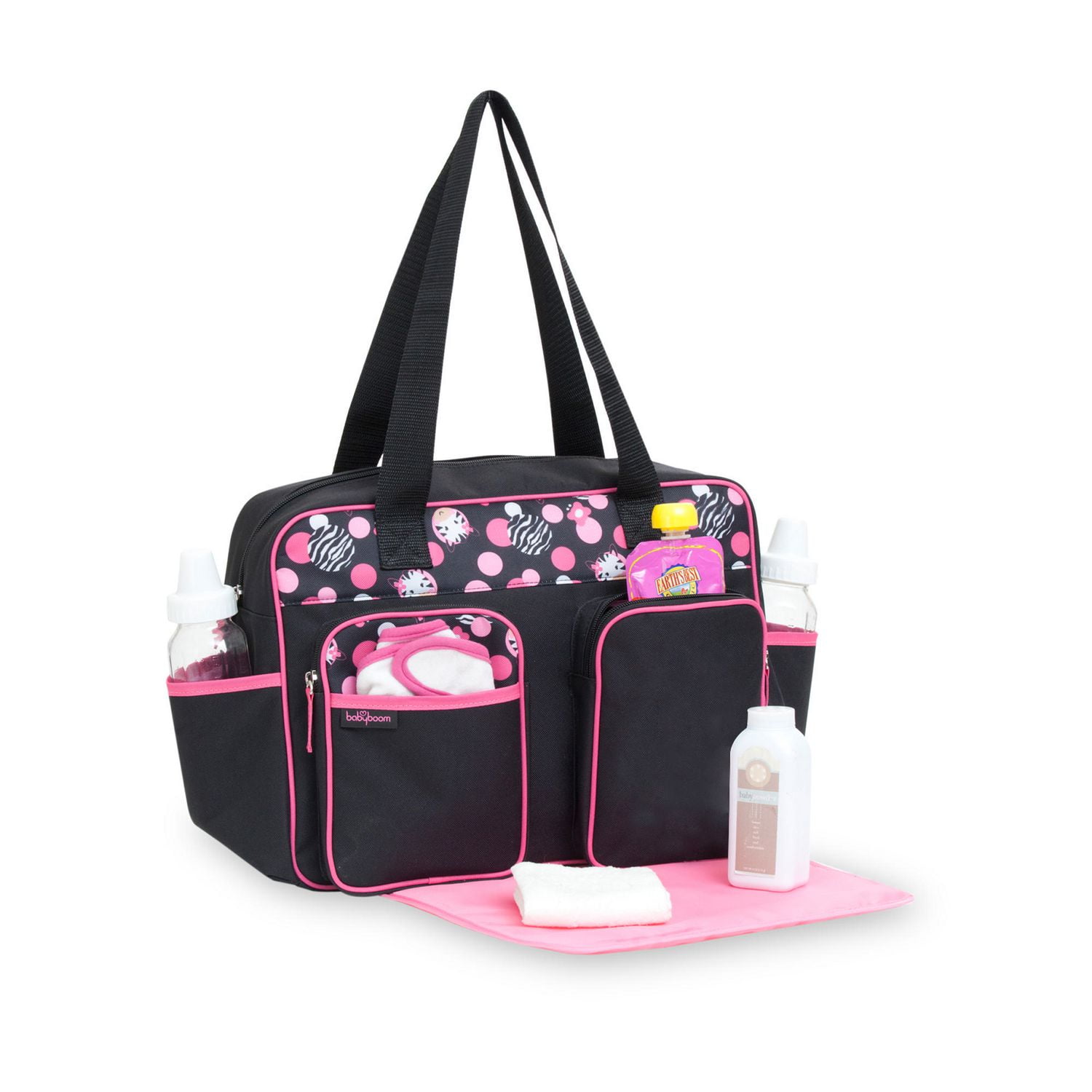 Black and shop pink diaper bag