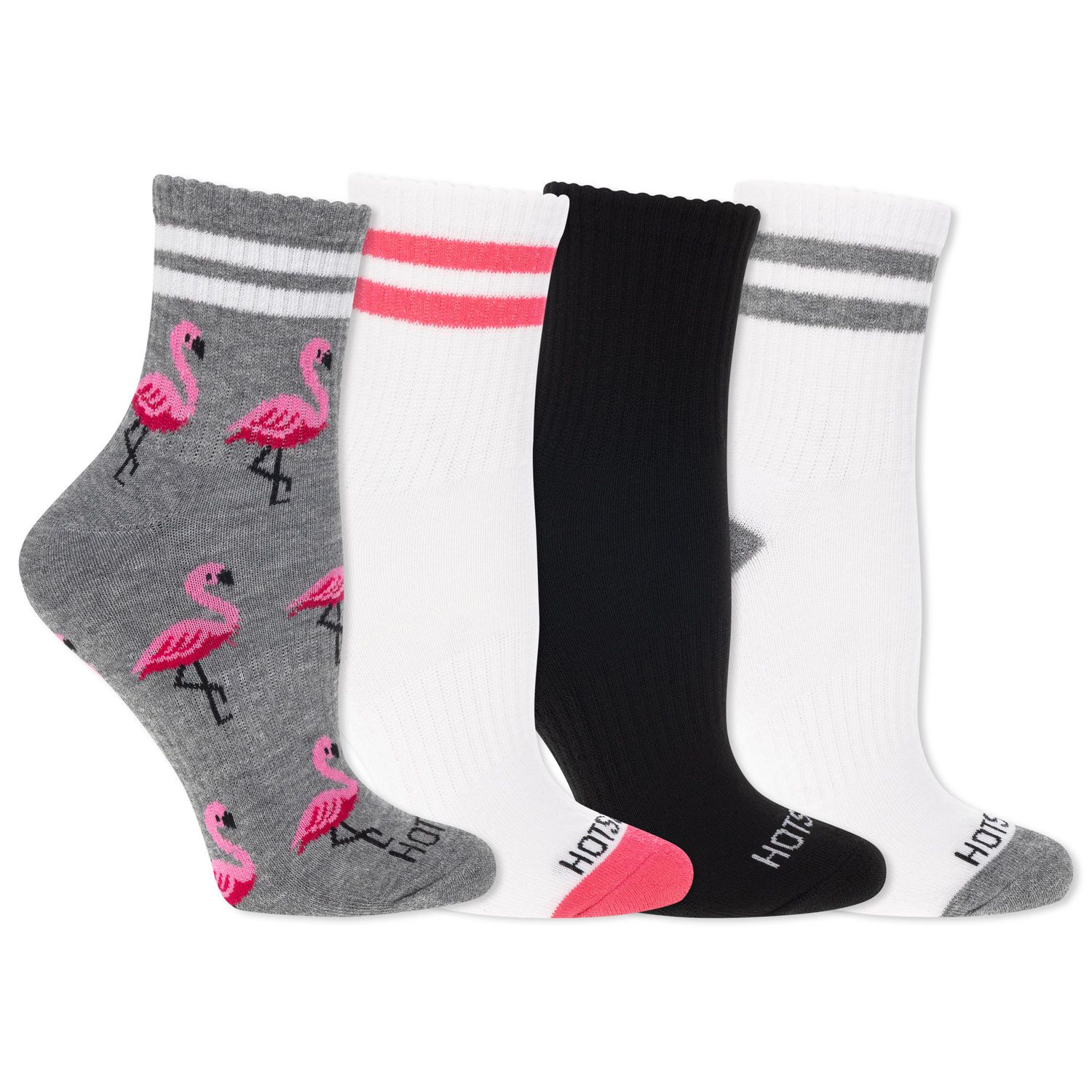 HOTSOX Women's Cushioned 4 Pair Fashion Mid-Crew Sock Size 4-10