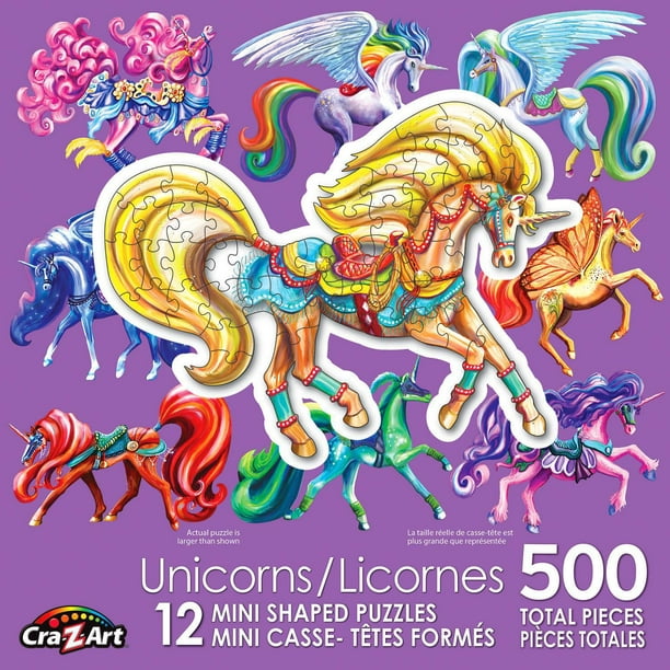 Cra-Z-Art 12 Mini Shaped Unicorn Puzzles 500pcs total 