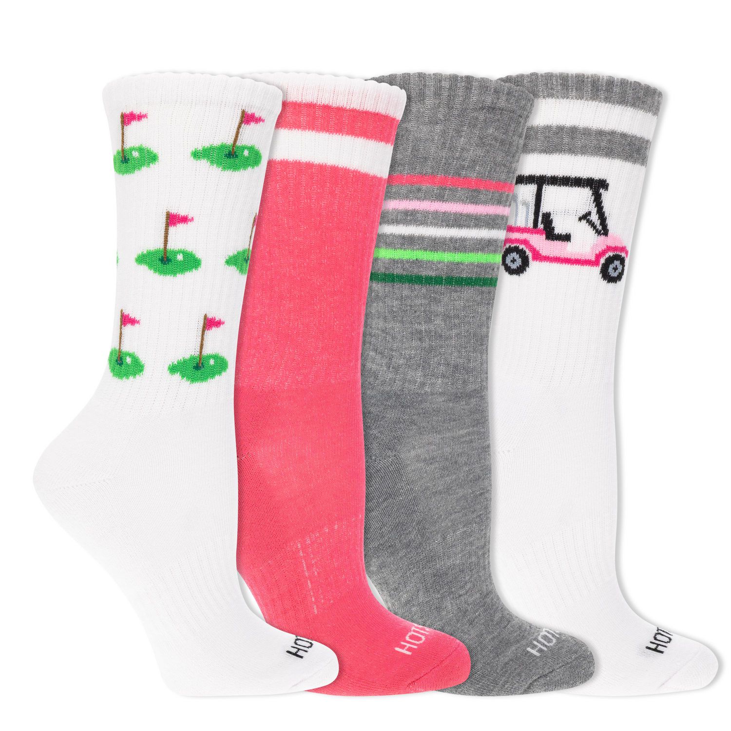 HOTSOX Women's Cushioned 4 Pair Fashion Crew Sock Size 4-10