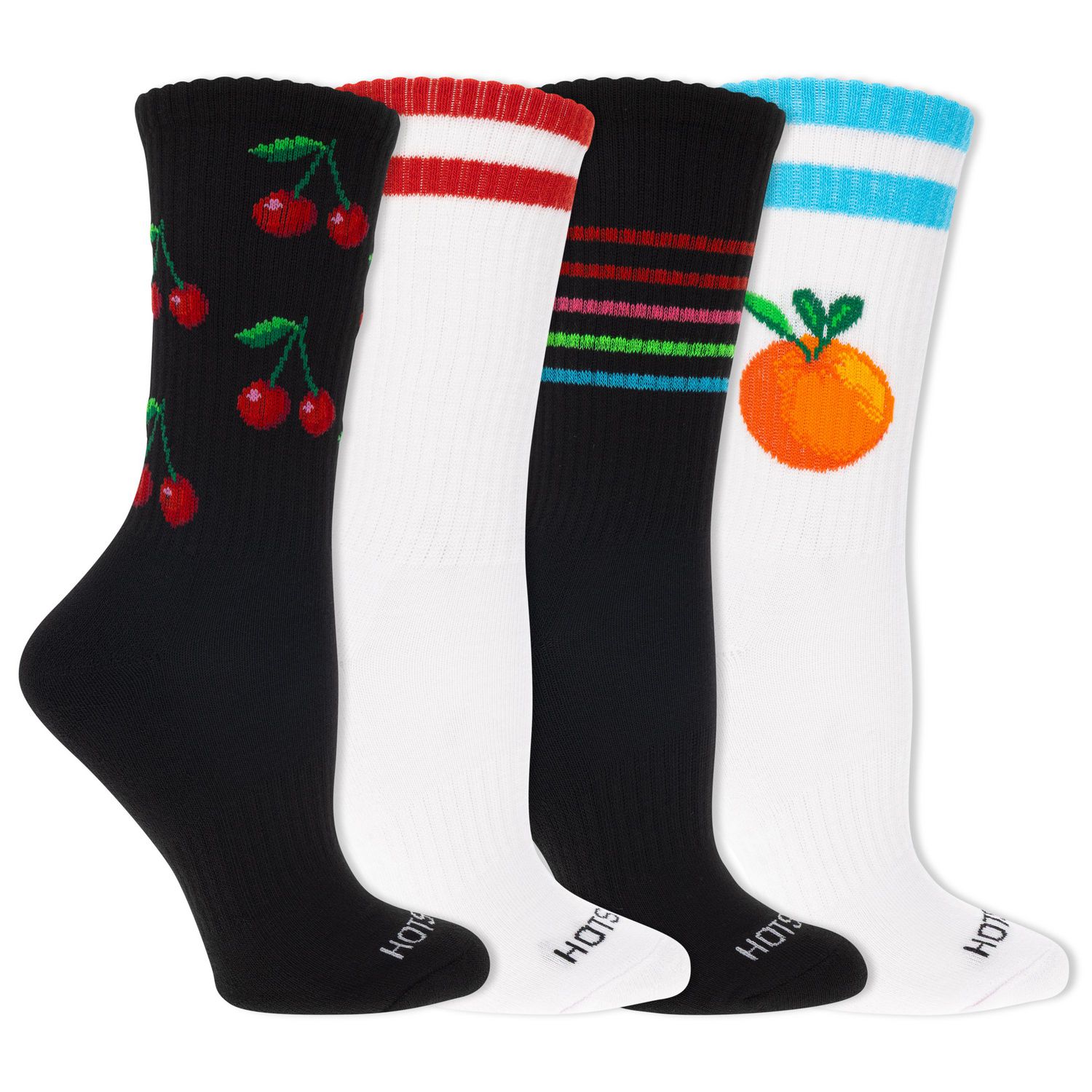 HOTSOX Women's Cushioned 4 Pair Fashion Crew Sock Size 4-10