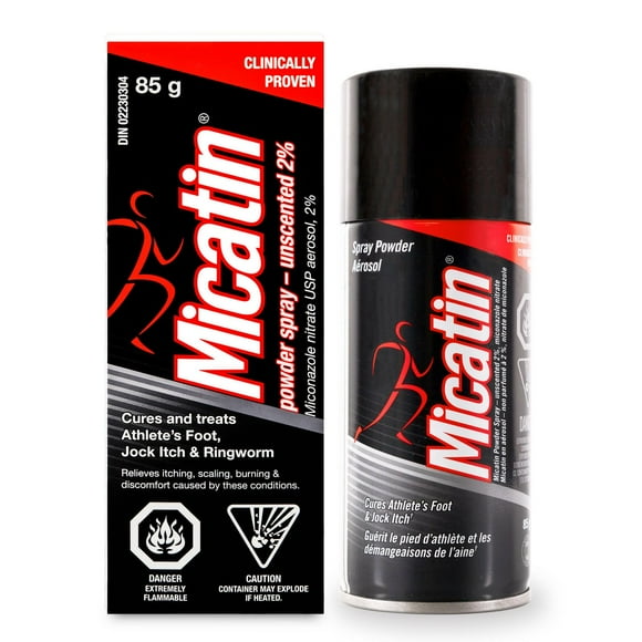 Micatin en aérosol, Guérit le pied d'athlète et les démangeaisons de l'aine Non parfumé à 2 %, Nitrate de Miconazole, 85 g