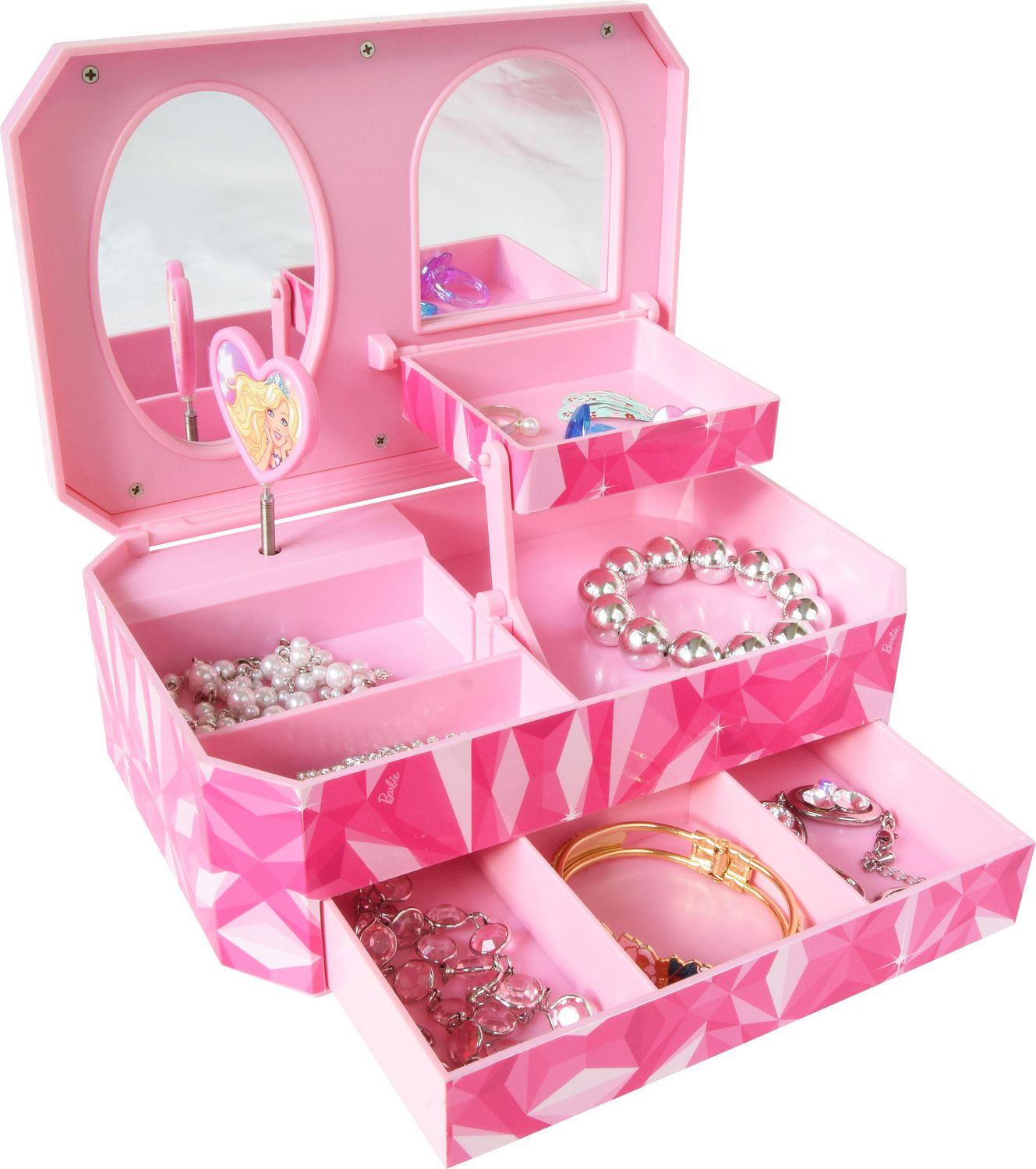 Barbie Boîte à bijoux pour filles Bijoux et accessoires Barbie Barbie Boîte de rangement pour bijoux pour filles