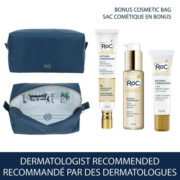 RoC Skincare - Retinol Correxion®️ - Deep Wrinkle Daily Routine Kit & BONUS Cosmetic Bag