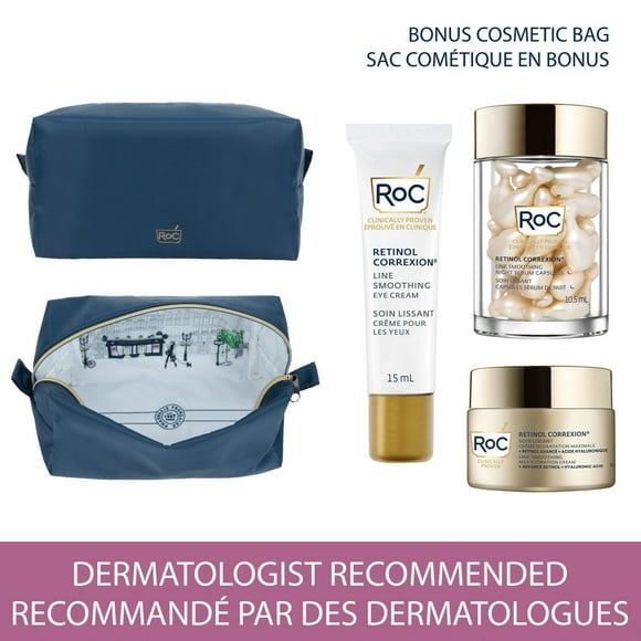 RoC Skincare - Retinol Correxion®️ - Line Smoothing Regiment Kit & BONUS Cosmetic Bag